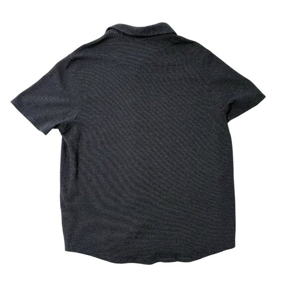 VINCE Jacquard Knit Short Sleeve Button Front Shirt Soft Dark Blue size XXL - Picture 2 of 4
